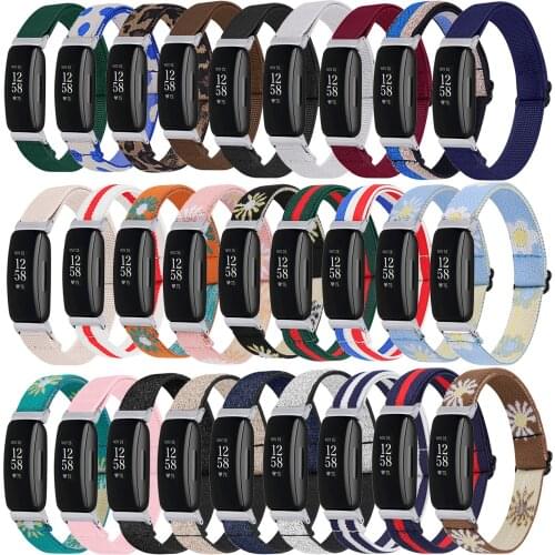 Nylon Replacement Watch Straps Compatible with Fitbit Inspire HR/2,Soft Elastic Breathable Sport Wristbands