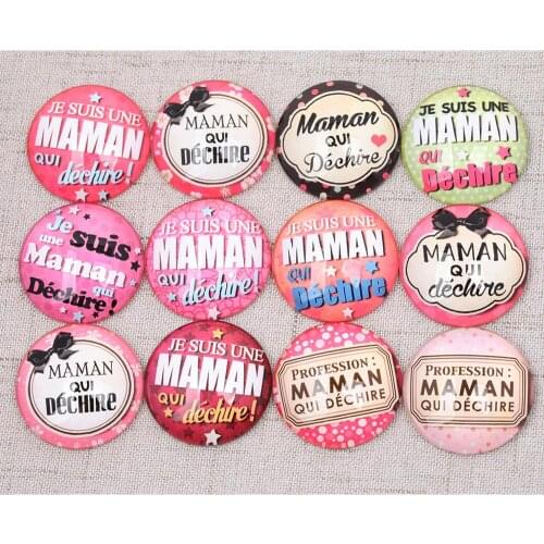 Onwear mixed maman dechire photo glass cabochon with words 20mm 25mm diy flatback handmade jewelry making findings