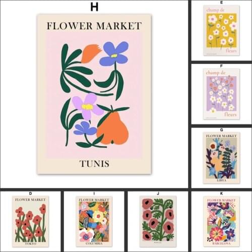 Flower Shop Sign Posters and Prints Florist Gift Flower Market Tunis,Tokyo, Copenhagen, Bologna Canvas Painting Pictures Decor