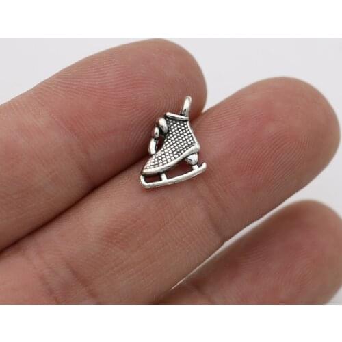 JAKONGO Antique Silver Plated Skate Shoe Charm Pendants for Bracelet Jewelry Accessories Making DIY Findings 14x10mm 20pcs