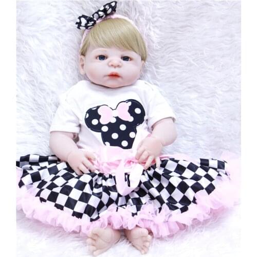 Full silicone reborn baby dolls for sale 22"55cm real newborn girl princess dolls for child new year gift bonecas reborn