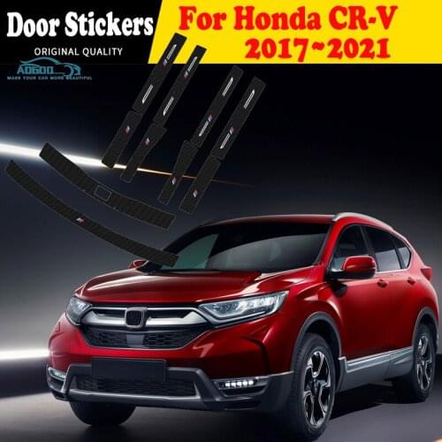 Car Door Sill Leather Stickers For CRV 2017-2021 CR-V Film Protection Plate Carbon Fiber Threshold Strip Front Rear Taildoor