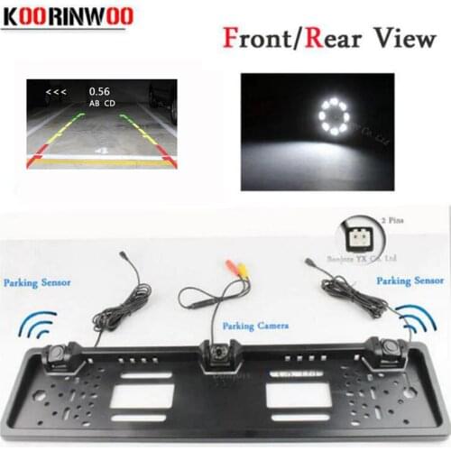 Koorinwoo EU European License Plate Frame camera Parktronic Car Rear View Camera car parking Sensor Video System Revesing Radars