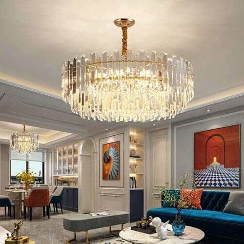 Living Dining Room Bedroom Luxury Crystal Pendant Lights Lustre Modern Villa Indoor Lighting Deco Led Lamp Hanging Light Fixture