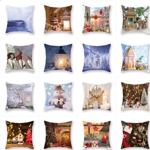 Merry Christmas Cushion Cover Santa Claus Elk Christmas Decoration For Home 2021 Christmas Ornaments Natal Navidad New Year 2022