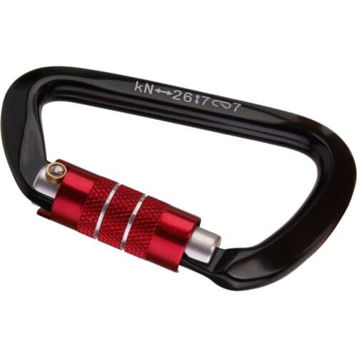 Self Locking Mountaineering Climbing Carabiner 26KN - Black Red