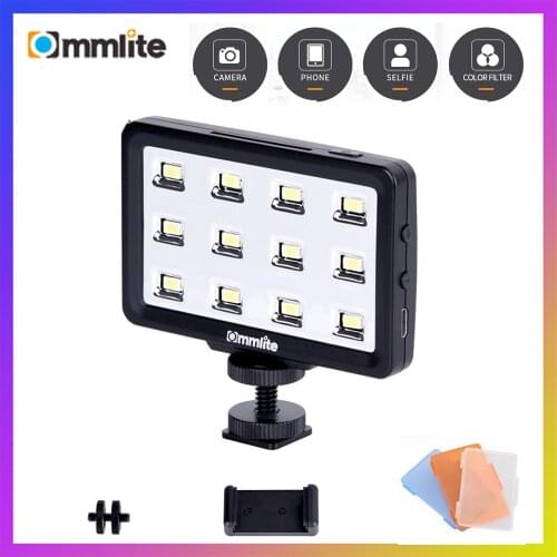 LED Video Light Commlite CM-PL12B II High CRI>95 Super bright Portable Multi-functional Mini Video Light for Smartphones Cameras