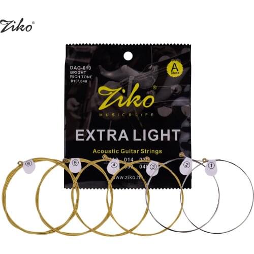 ZIKO DAG-011 Custom Light Acoustic Folk Guitar Strings High Carbon Steel Core Wire Brass Wound Corrosion Resistant 6 Strings Set