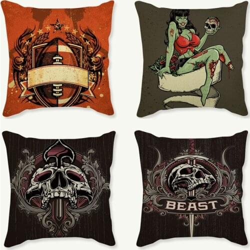 Vintage Girls Skull Cushion Cover Home Decoration Throw Pillow Cover Home Decor Sofa Almofada Cojines Decorative Coussin