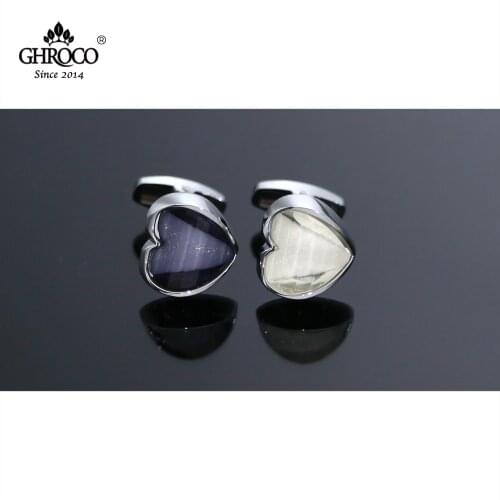 CHROCO High-Quality Exquisite Heart Shaped Inlaid with Drop Rubber Cufflink Fashion Luxury Gift for Business Men and Wedding