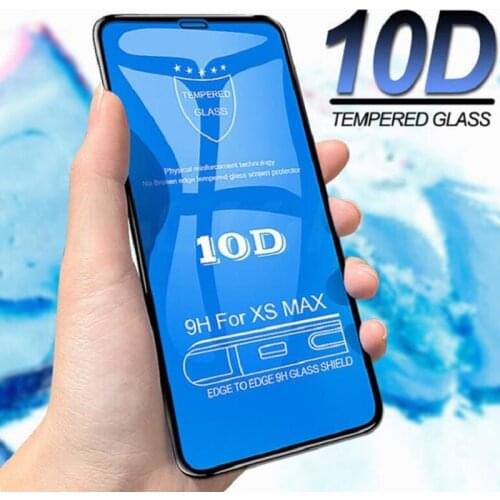 1000pcs 10D Tempered Glass For iPhone 12 Mini 11 Pro Max XS XR X 8 7 6 Plus SE Full Coverage Cover Curved Screen Protector Film