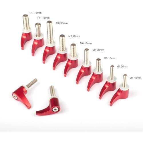 Comma Type M4 M5 M6 1/4" Wingnut Ratcheting Thumb Screw fr 15mm Rod Clamp Film Camera Rig Gimbal HDV Hardware Machine Armor Cage