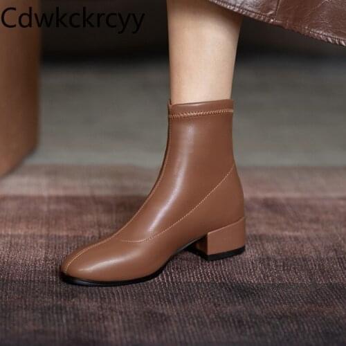 Winter The New British style fashion Round head Elasticity Stovepipe Martin boots black Beige brown High heels Women boots 34-43