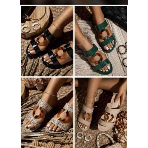2020 New Summer Women Sandals Designers Open Toe Flat Heel Sandals Slip on Leopard Sandalias Mujer Size 37-41