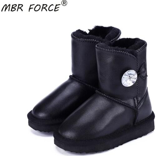 MBR FORCE High Quality Snow Boots Children Fashion Genuine Leather Australia Classic Boys Girls Winter waterproof Snow Boots
