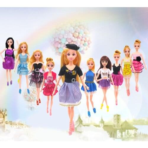 10 Set Dolls Toy Fashion Summer Dresses Outfits Clothes Accessories for Barbie Doll Toys Kids Girls Birthday Gift Random Style