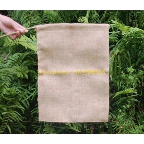 100pcs Free Shipping Burlap Garden Flag DIY Liene Yard Decorative Flags Hanging Home Custom Print Decoration Banner Ads Flags