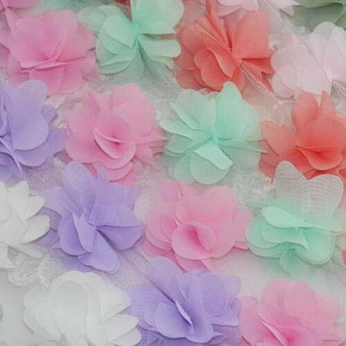 14 Flowers/Meter Width About 50mm Chiffon Lace Clothes Accessories DIY Hairpin Material Love Gift Ribbons Crafts