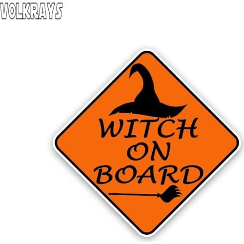 Volkrays Personality Car Sticker Witch on Board Accessories Reflective Waterproof Cover Scratches Sunscreen PVC Decal,12cm*12cm