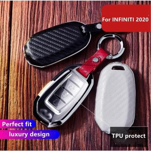 Car Carbon Fiber Key Case For Infiniti FX35 QX60 G35 G37 EX FX Q60 QX50 QX70 Smart Remote Keychain