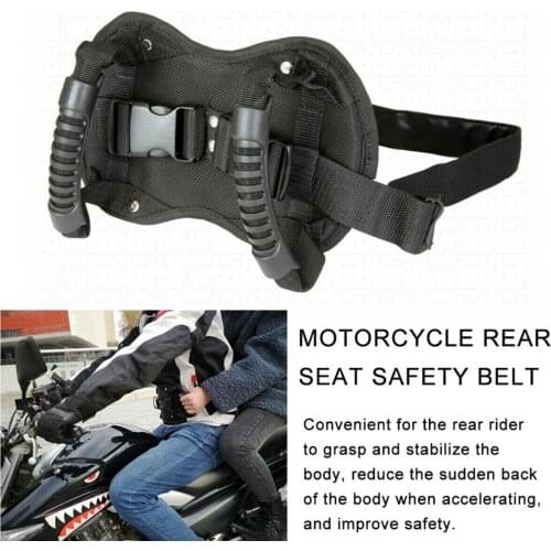 Motorcycle Back Seat Safety Armrest, Passenger Grip Grab Handle Non-Slip Strap Seat Belt Protection
