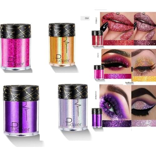 Pudaier Glitter Eyeshadow Pigment Waterproof Face Lip Nail Makeup Sombras para Ojos Eyeshadow Shimmer Ombre a Paupiere Lasting