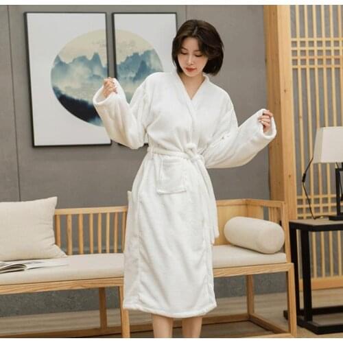 Large size unisex Five star hotel club after bath hot spring couple bathrobe white gown plush beauty physiotherapy cardigan good