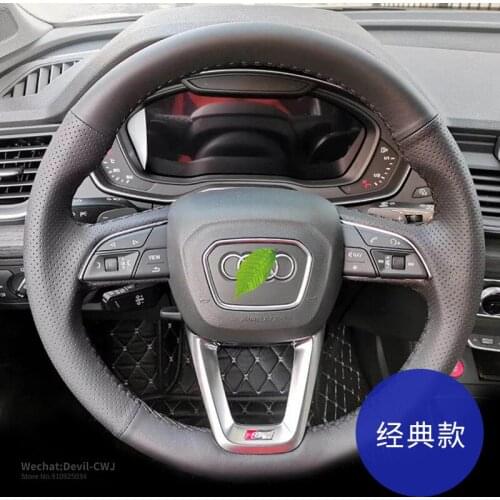 Steering wheel cover Top Layer leather For Aud A3 A4 A5 A6 S4 S5 S6 S7 Q2 Q3 Q5 Q7 RS4 RS5 RS6 RS7 hand-stitch Auto parts