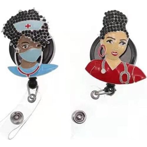 Black Girl lives Matter Medical Rhinestone Retractable ID Nurse Badge Reel/Holder for Nurse Accessories
