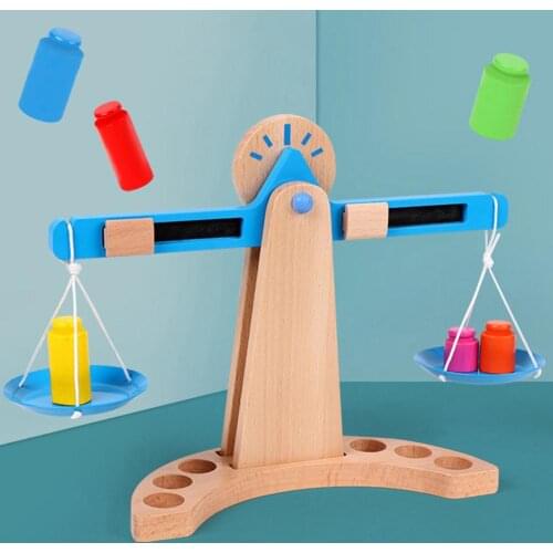 New Zealand Pine Children Wooden Weight Scale Toy Teaching Aid Early Education Toys Funny Math Toys Good Gifts For Babies