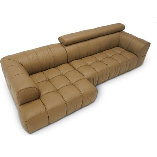 Top cow genuine real leather sofa sectional living room sofa corner home furniture couch L shape functional backrest modern
