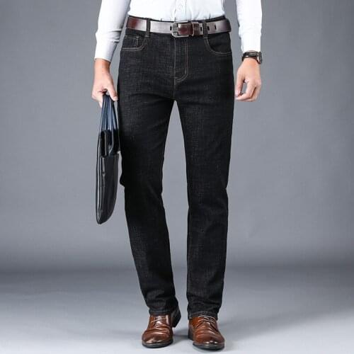 2021 Autumn Brand New Slim Stretch Jeans Classic Style Young Mens Fashion Casual Fit Jeans Blue Light Dark Blue Black