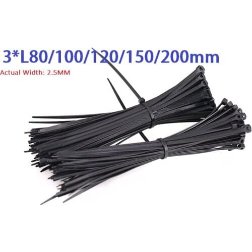 Actual width2.5mm)3*L80/100/120/150/200MM Nylon Self locking Plastic Cable Loop Ties Zip Fasten Wire cord Wrap plastic Zip Ties