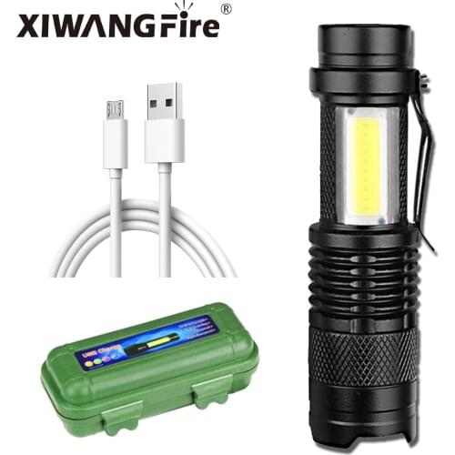 Mini Rechargeable LED Flashlight Use Q5+ COB Lamp Beads Portable Zoom Torch Adjustable Penlight Waterproof for Adventure Camping