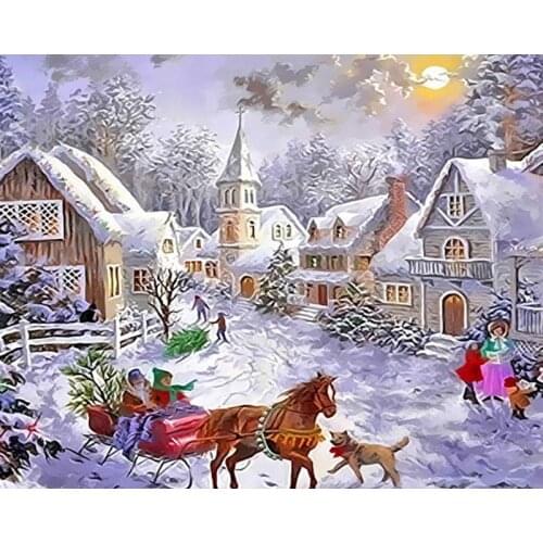 GATYZTORY Snow Scene Painting By Numbers Wall Art Picture Canvas By Numbers Handpainted For Home Decors Gift