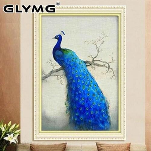 GLymg 5D DIY Diamond Painting Cross Stitch Peacock Vertical Version Diamond Embroidery Animals Rhinestone Mosaic Kit Picture