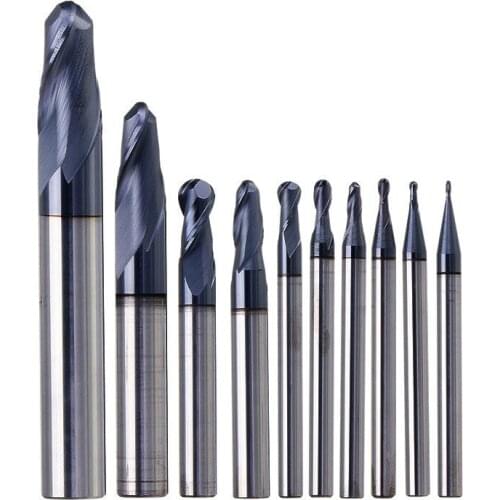 Drillpro R0.5-R5mm Ball Nose Tungsten Carbide End Mill Cutter HRC55 TiAlN Coating End Milling Cutter CNC Tool