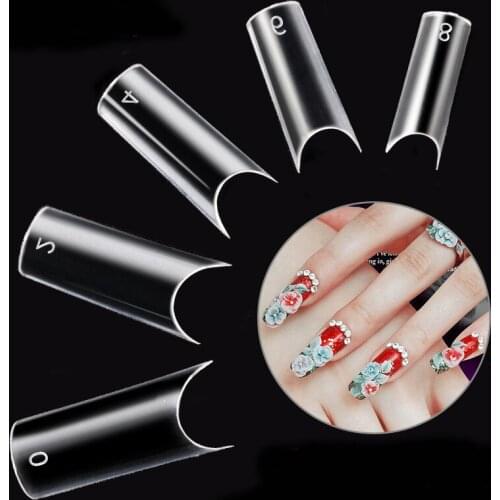 Nail Tips 500 pcs C Curved Fake Nail Transparent Natural White French Acrylic UV Gel Nail Art False Nails High Quality