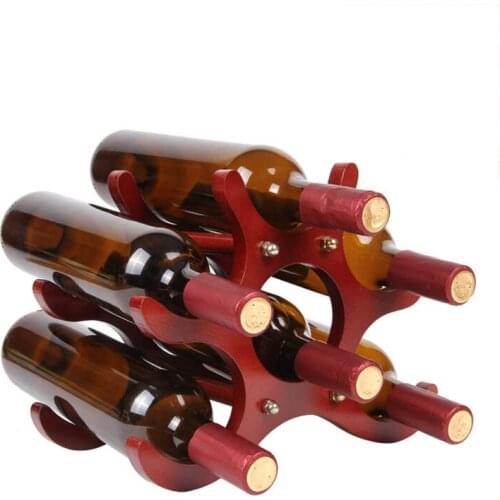 Creative Wood art 6 Bottle Wine Storage Rack Home Table Decorative Wine holder
