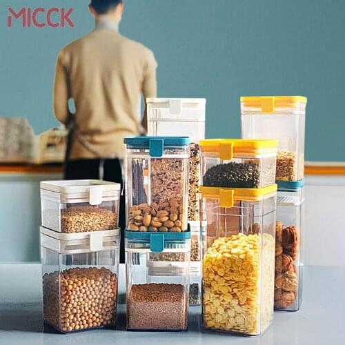 MICCK Kitchen Sealed Storage Box Stackable Food Storage Containers Organizer Transparent Sealed Tanks With Sieve-Net Compartment