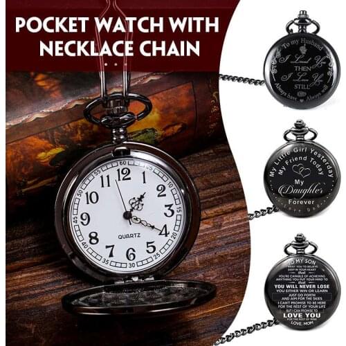 To My Daughter Design Engraving Custom Quartz Pocket Watch Collection Pendant Clock Birthday Gifts Kids Girls with Pocket Chain