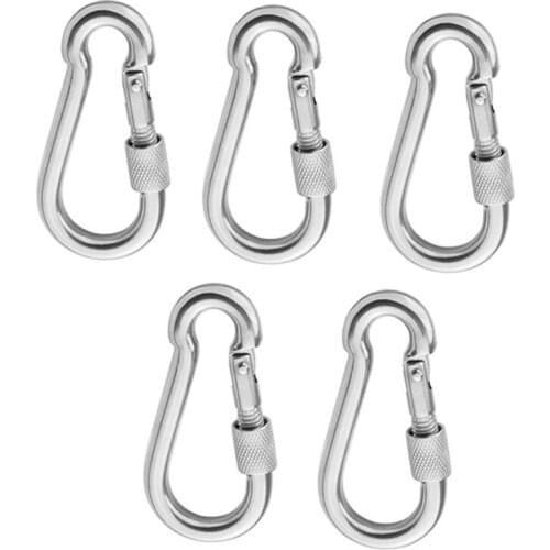 M8*80mm Multifunctional 304 Stainless Steel Spring Snap Carabiner Quick Link Lock Ring Hook snap shackle Chain Fastener Hook
