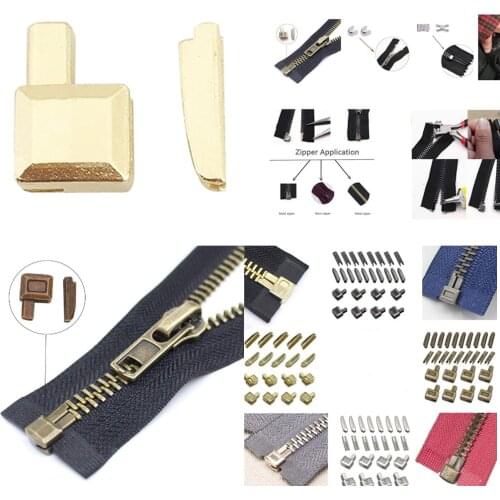 20Pcs #5 Metal Zippers Latch Slider Retainer Bottom Stops Insertion Pin