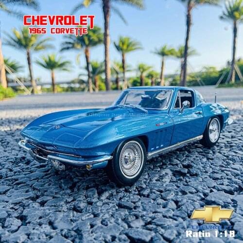 Maisto 1:18 1965 Chevrolet Corvette blue Alloy Retro Car Model Classic Car Model Car Decoration Collection gift