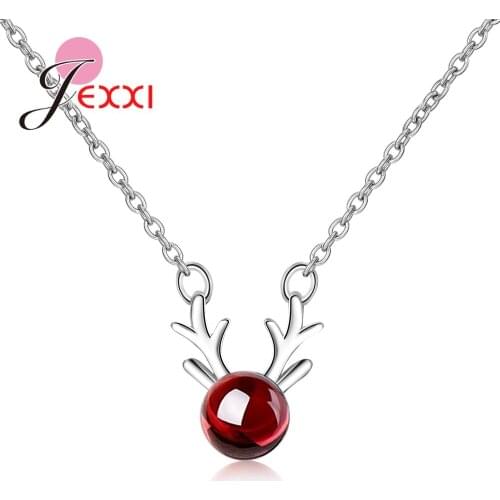 Fashion Pendant Necklaces For Women 925 Sterling Silver CZ Cubic Zircon Engagement Choker Antler Joyas Jewelry Chains Gift