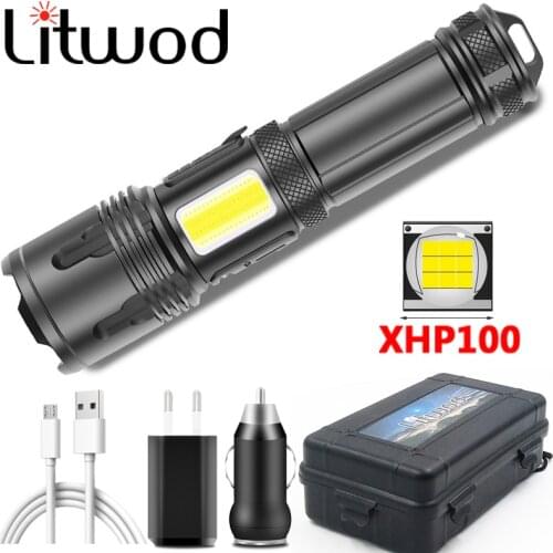 XHP100 COB 9-core Led Flashlight Powerbank Function Torch Usb Rechargeable 18650 26650 Battery Zoomable XHP70.2 Aluminum Lantern