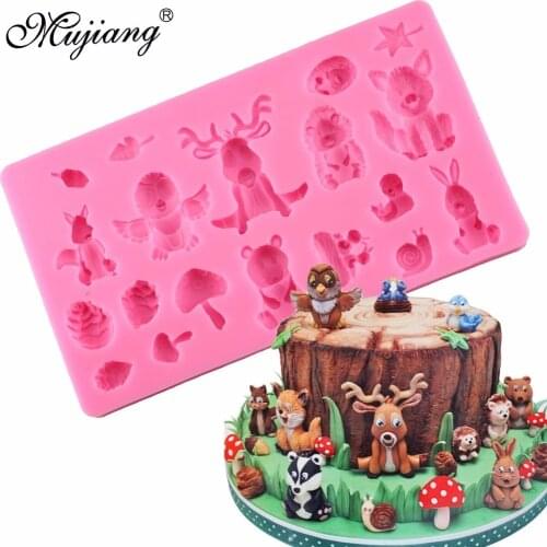 Mujiang Animals Chocolate Fondant Molds Baby Birthday Cake Decorating Tools Cake Silicone Baking Mold Candy Clay Moulds