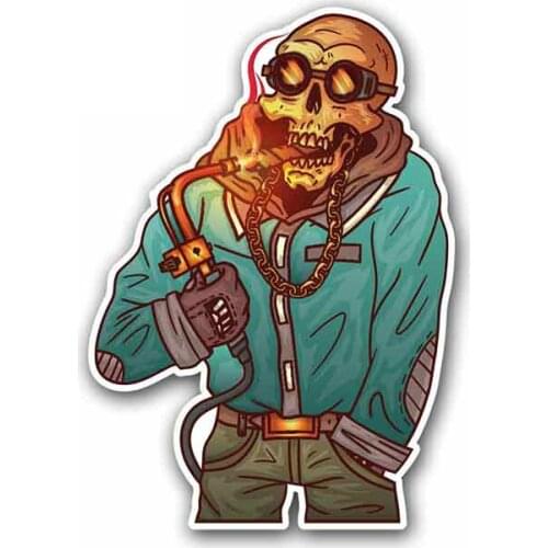 Cartoon Car Sticker Zombie Skull Welder Welding Helmet Vinyl Auto Accessories Car Styling Decal PVC 13cm*13cm Cover Scratches