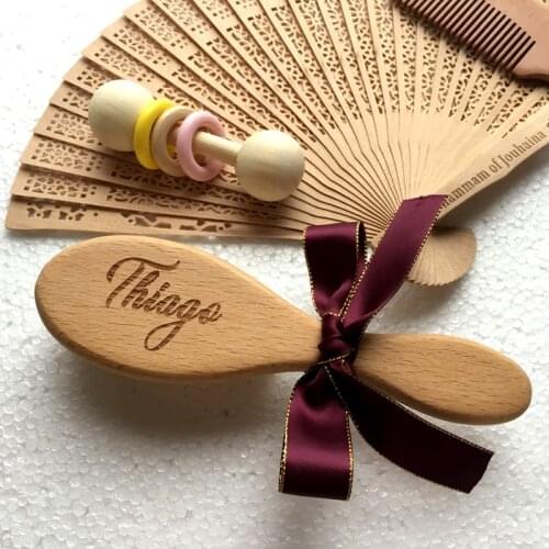 Newborn Baby Natural Wooden Boys Girls Soft Wool Hair Brush Head Comb Infant Head Massager Portable Bath Brush Comb For Kids