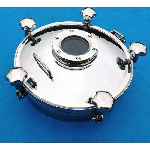 Observation Manhole Pressure SS304 Manhole with Sight Glass Manhole Cover Reaction Kettle Manhole Cover 0.3Mpa